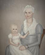 Ammi Phillips Mrs. Wilbur Sherman and daughter Sarah Spain oil painting artist